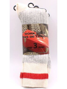 Work Socks 3-Pack Size 10-13 Wool Blend Mens Grey Durable Comfort Heavy Duty NIP